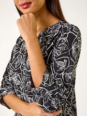 Roman Linear Leaf Print Blouses - Bild 5 von 5