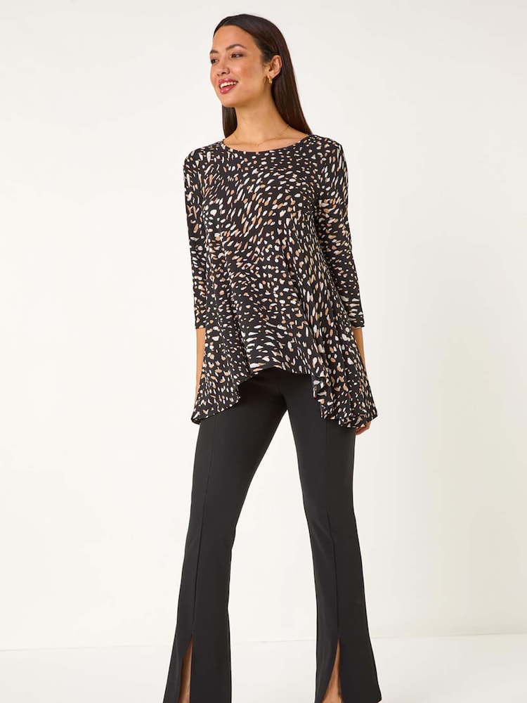 Roman Brown Speckled Print Asymmetric Tunic - Image 1 of 5