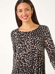 Roman Brown Speckled Print Asymmetric Tunic - Image 4 of 5