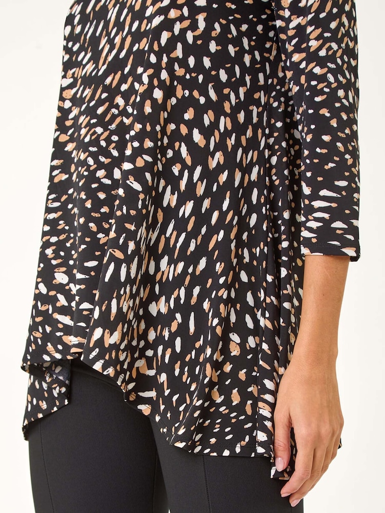 Roman Brown Speckled Print Asymmetric Tunic - Image 5 of 5