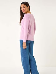Roman Pink Soft Knit V-Neck Jumper - Image 3 of 5
