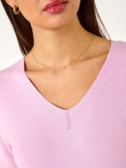 Roman Pink Soft Knit V-Neck Jumper - Image 5 of 5