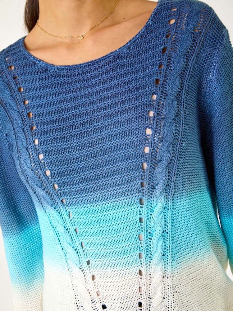 Roman Blue Ombre Stitch Knit Jumper - Image 5 of 5