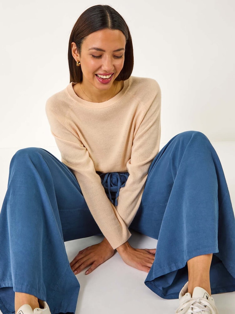 Roman Blue Baby Corduroy Wide Leg 100% Cotton Trousers - Image 1 of 5