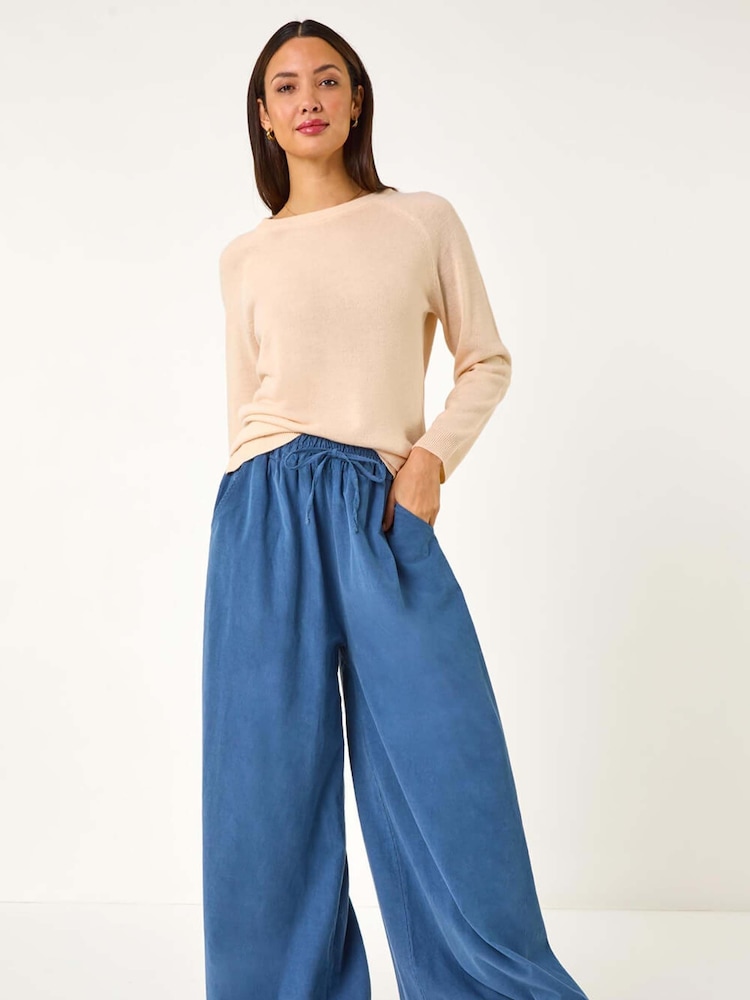 Roman Blue Baby Corduroy Wide Leg 100% Cotton Trousers - Image 2 of 5