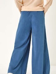 Roman Blue Baby Corduroy Wide Leg 100% Cotton Trousers - Image 4 of 5
