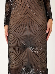 أسود - Roman Starburst Sequin Stretch Midi Dress - صورة 5 من 5