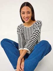 Roman Black Contrast Stitch Knit Jumper - Image 1 of 5