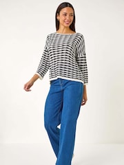 Roman Black Contrast Stitch Knit Jumper - Image 2 of 5