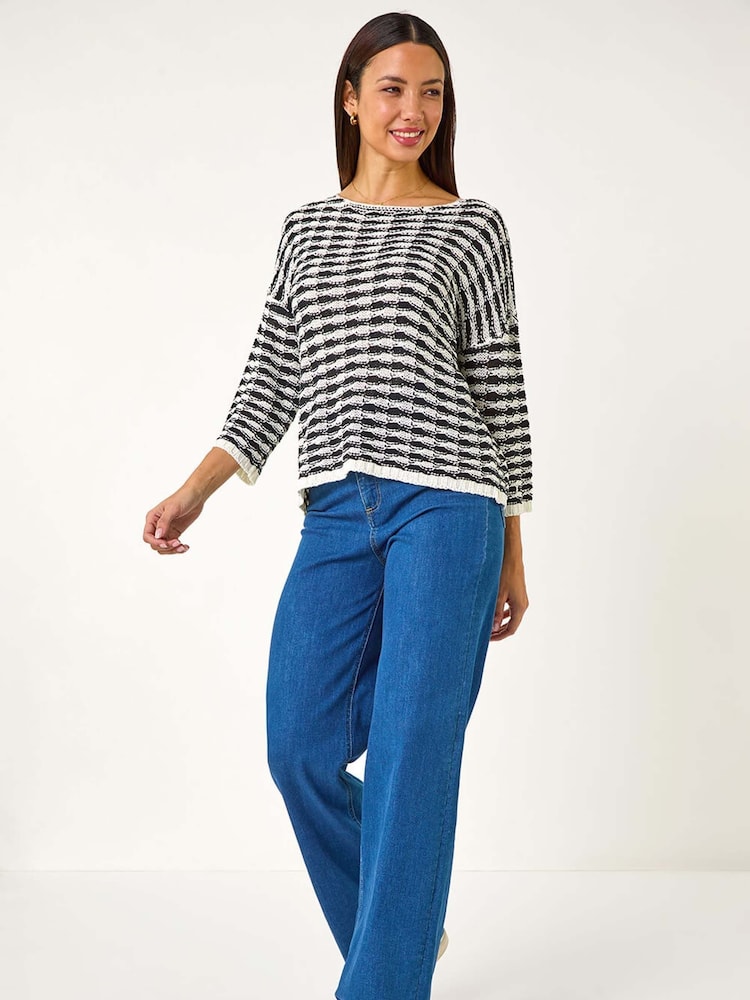 Roman Black Contrast Stitch Knit Jumper - Image 2 of 5