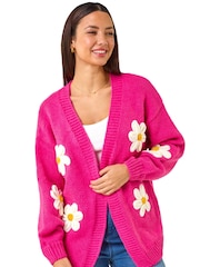 Dusk Pink Daisy Knit Cardigan - Image 1 of 5