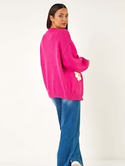 Dusk Pink Daisy Knit Cardigan - Image 3 of 5