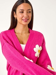 Dusk Pink Daisy Knit Cardigan - Image 4 of 5