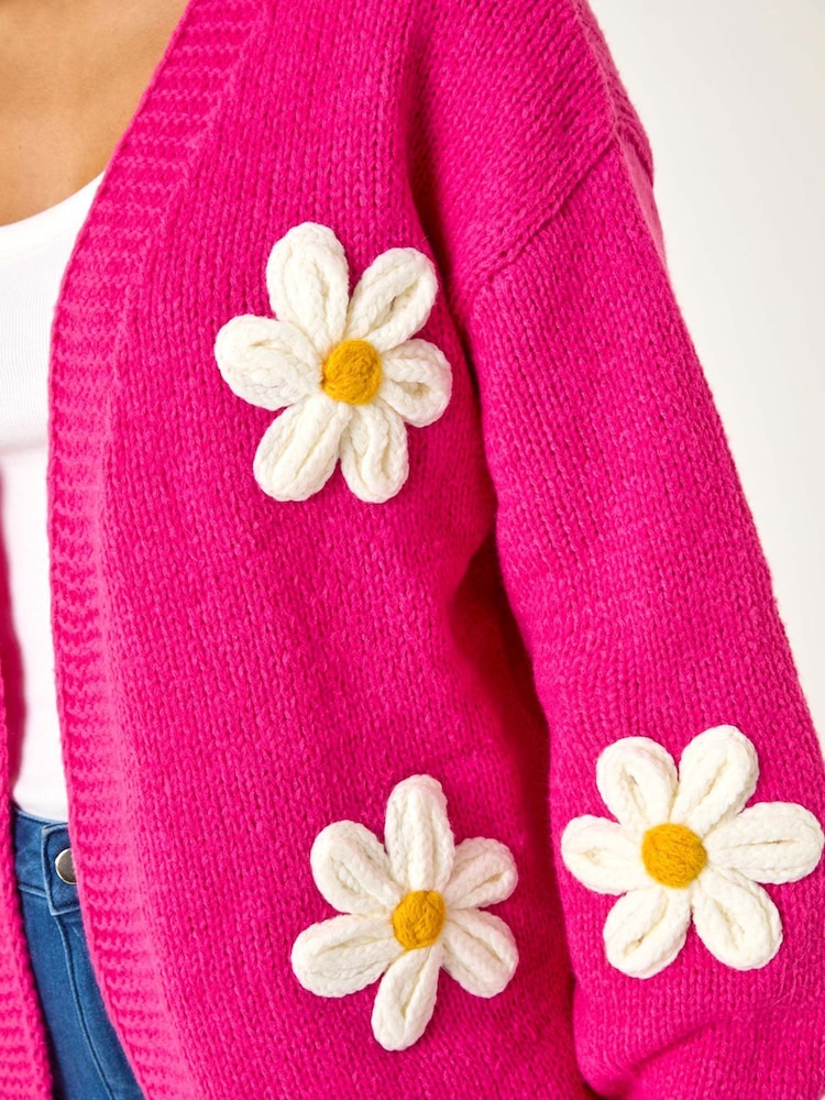 Dusk Pink Daisy Knit Cardigan - Image 5 of 5