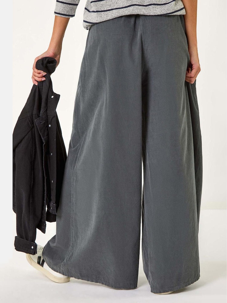 Roman Grey Baby Corduroy Wide Leg 100% Cotton Trousers - Image 2 of 5