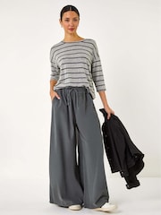 Roman Grey Baby Corduroy Wide Leg 100% Cotton Trousers - Image 3 of 5
