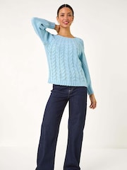 Roman Classic Cable Knit Pointelle Jumper - Image 2 of 5