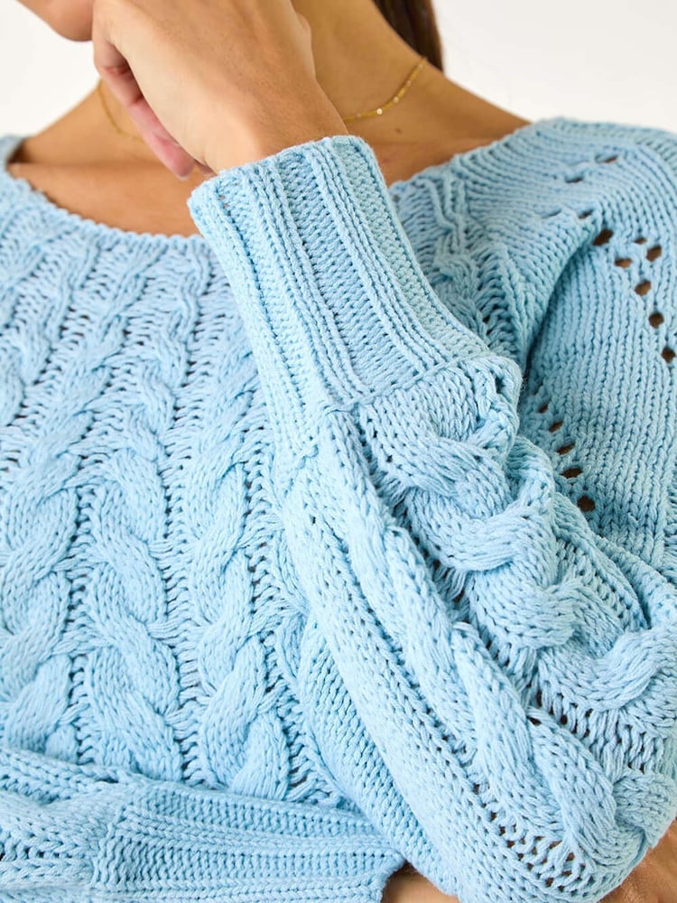 Roman Classic Cable Knit Pointelle Jumper - Image 5 of 5 Roman Classic Cable Knit Pointelle Jumper - Image 5 of 5