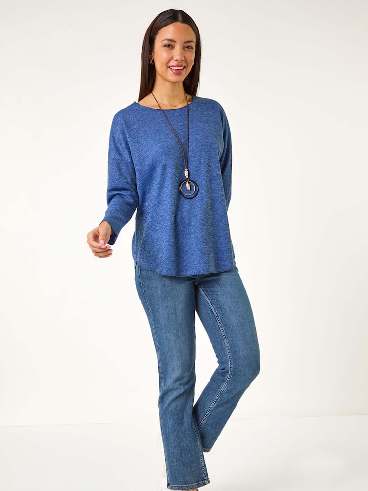 Roman Black Relaxed Necklace Tunic Top - Image 1 of 5