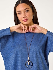 Roman Black Relaxed Necklace Tunic Top - Image 2 of 5