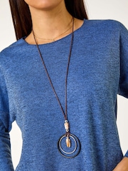 Roman Black Relaxed Necklace Tunic Top - Image 5 of 5