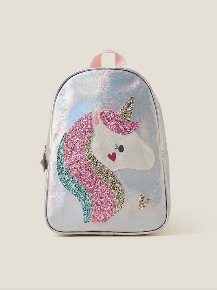 Angels By Accessorize Silver Girls Unicorn Glitter Backpack - Image 1 of 2