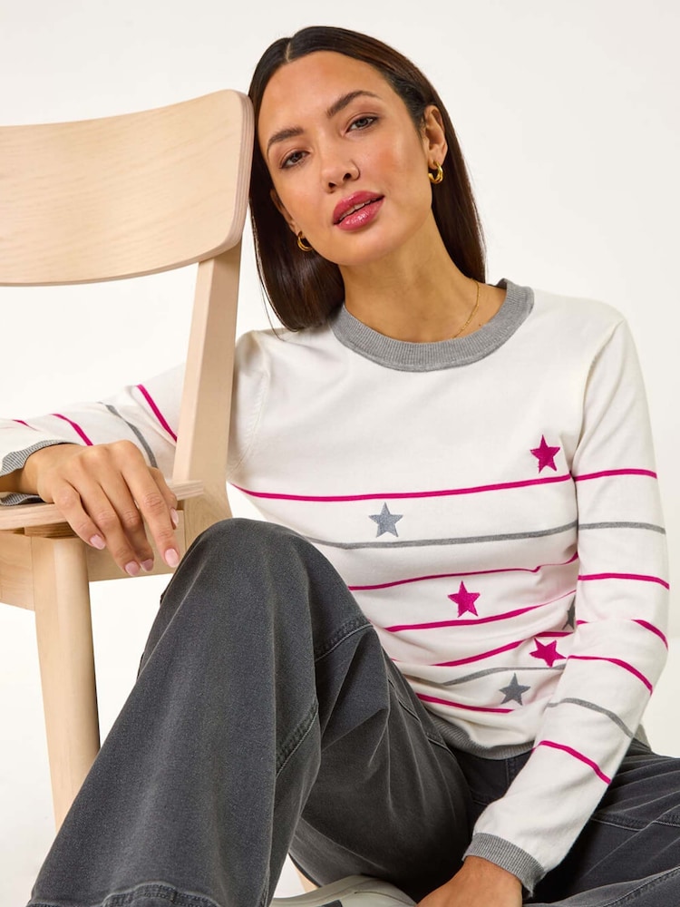 Roman White Star Embroidery Jumper - Image 1 of 5
