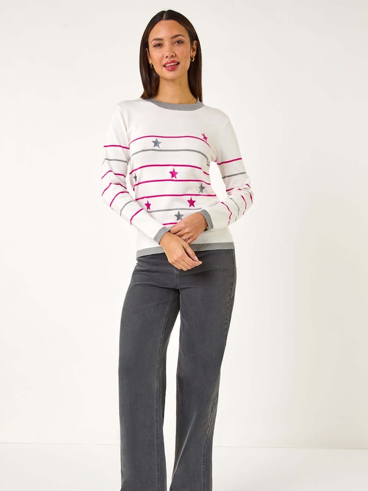 Roman White Star Embroidery Jumper - Image 2 of 5