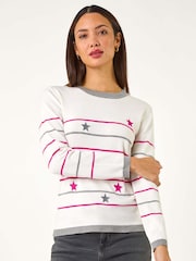 Roman White Star Embroidery Jumper - Image 4 of 5