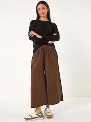 Roman Brown Corduroy Wide Leg 100% Cotton Culottes - Image 2 of 5