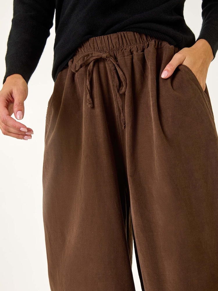 Roman Brown Corduroy Wide Leg 100% Cotton Culottes - Image 5 of 5
