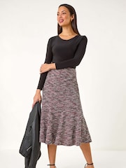 Roman Red Textured Boucle Panel Stretch Skirt - Image 2 of 5