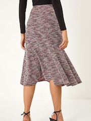 Roman Red Textured Boucle Panel Stretch Skirt - Image 4 of 5
