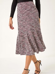 Roman Red Textured Boucle Panel Stretch Skirt - Image 5 of 5