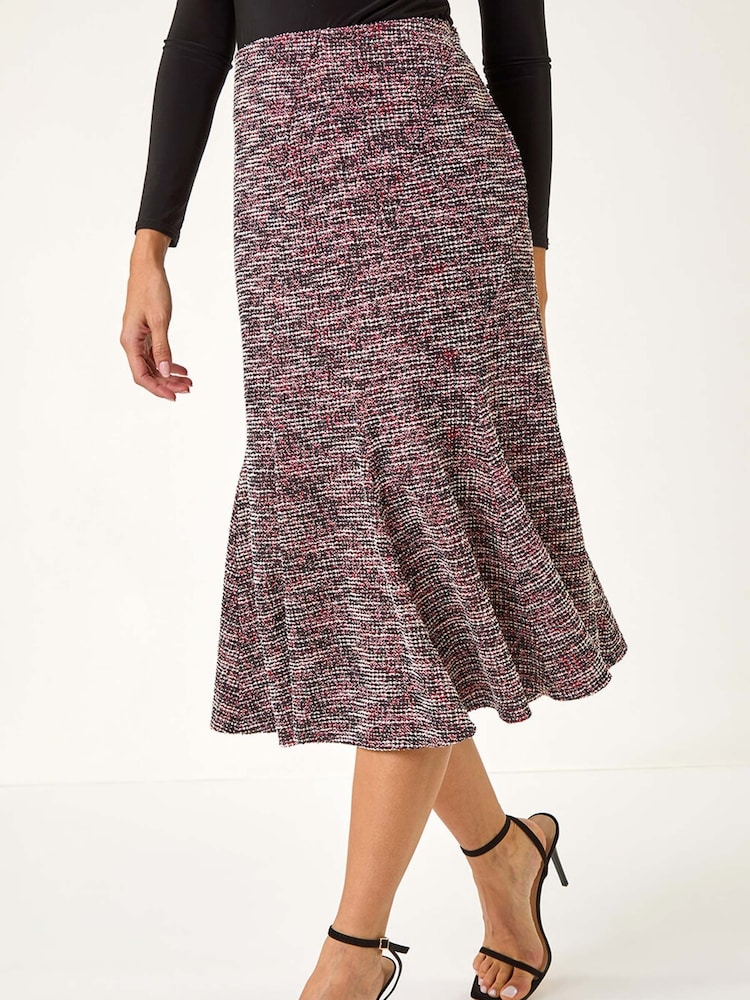 Roman Red Textured Boucle Panel Stretch Skirt - Image 5 of 5