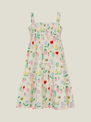 Angels By Accessorize White Girls Floral Tiered 100% Cotton Dress - Image 1 of 3