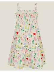 Angels By Accessorize White Girls Floral Tiered 100% Cotton Dress - Image 2 of 3