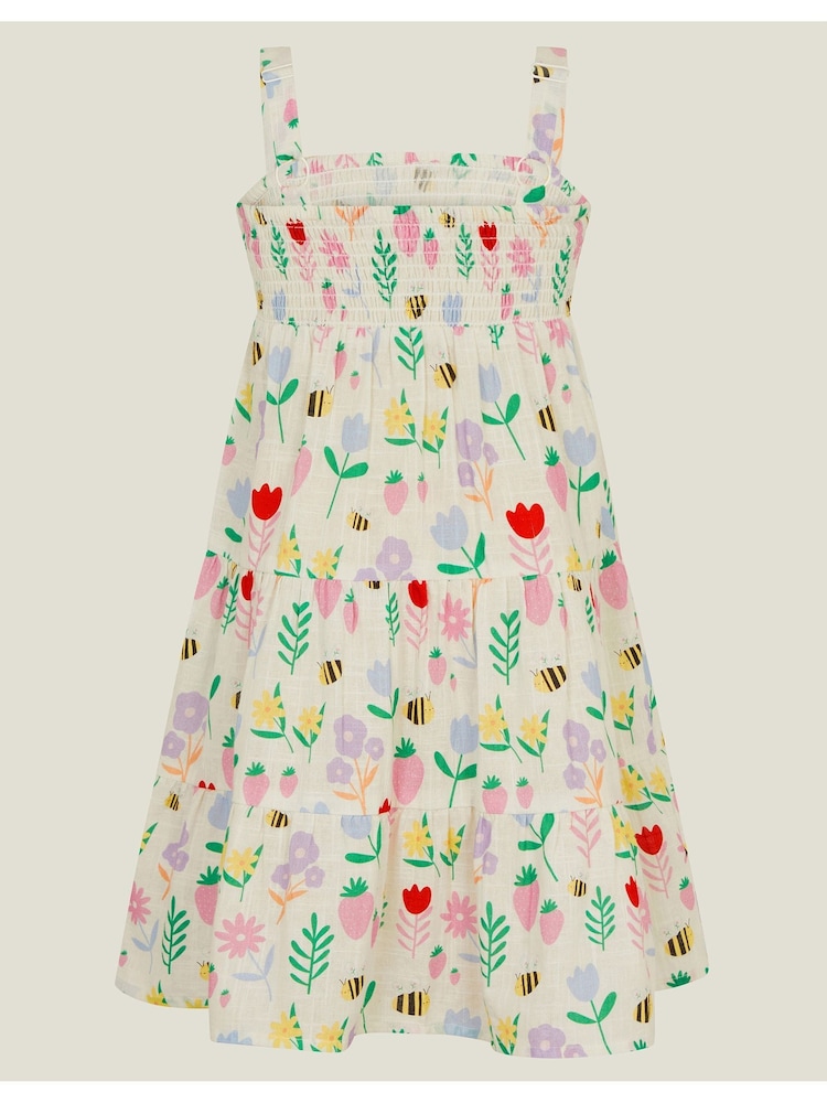 Angels By Accessorize White Girls Floral Tiered 100% Cotton Dress - Image 2 of 3