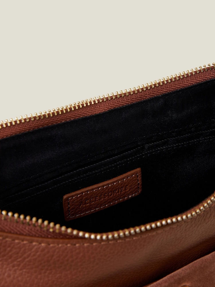 rjava - Accessorize Leather Messenger Cross-Body Bag - Slika 2 iz 2