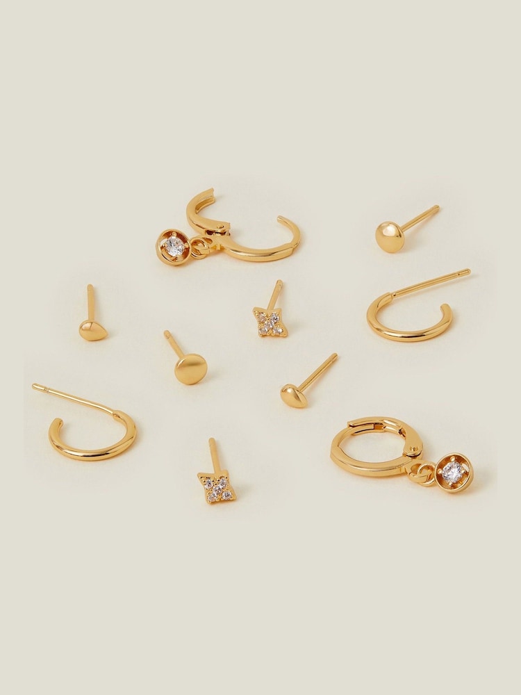 Accessorize Gold Tone 14ct Earrings 5 Pack Set - Image 1 of 3