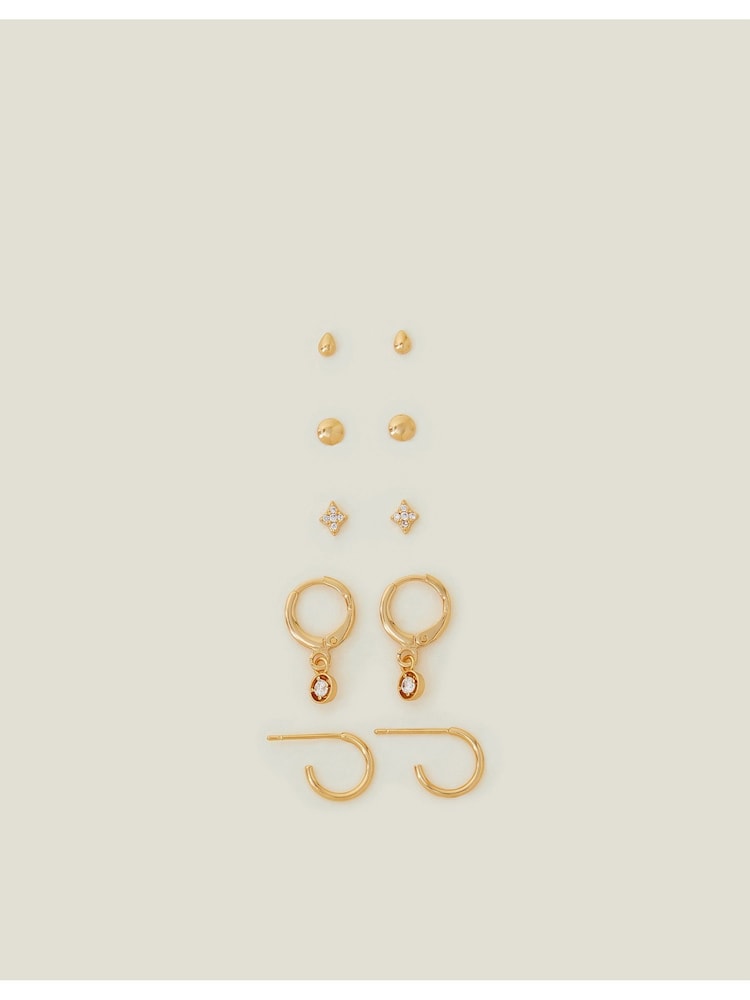 Accessorize Gold Tone 14ct Earrings 5 Pack Set - Image 2 of 3