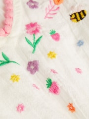 Angels By Accessorize White Girls Floral Embroidered Kaftan 100% Cotton Dress - Image 2 of 2