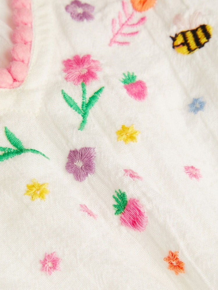 Angels By Accessorize White Floral Print Embroidered Kaftan Dress - Image 2 of 2 Angels By Accessorize White Floral Print Embroidered Kaftan Dress - Image 2 of 2