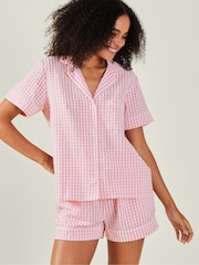 Accessorize Pink Gingham Short 100% Cotton Pyjamas Set - Image 1 of 4