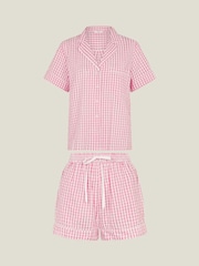 Accessorize Pink Gingham Short 100% Cotton Pyjamas Set - Image 4 of 4