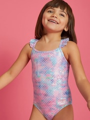 Bañador con volantes y diseño de sirena para niña de Angels By Accessorize - Imagen 1 de 4