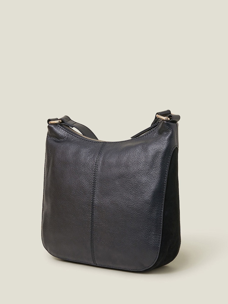 črna - Accessorize Leather Messenger Cross-Body Bag - Slika 2 iz 4 črna - Accessorize Leather Messenger Cross-Body Bag - Slika 2 iz 4