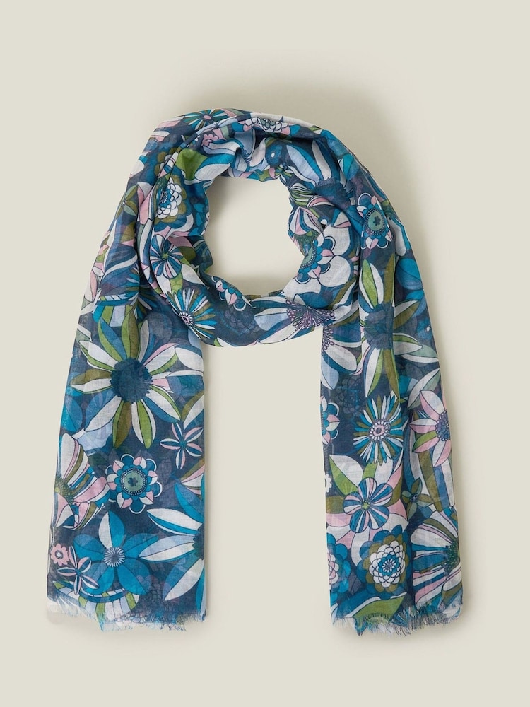Accessorize Blue Geometric Floral Scarf - Image 1 of 1