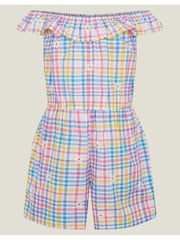 Angels By Accessorize Floral Embroidered Check Bardot Girls Playsuit - صورة 2 من 4
