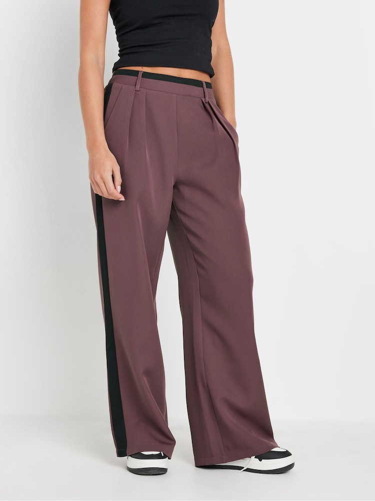 PixieGirl Petite Contrast Side Stripe Wide Leg Trousers - صورة 2 من 5